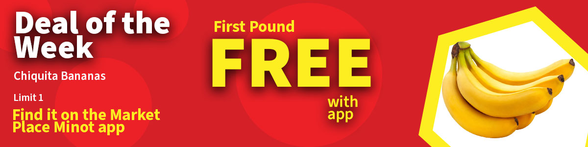 This week's deal of the week is Chiquita bananas.  Get the first pound of bananas free with the MP Rewards App.